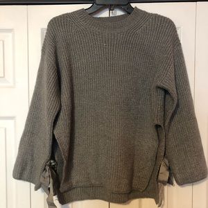 Tuckernuck Gray Crew Neck Sweater with Lace-Up Sides